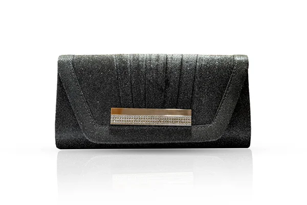 Fashion women black handbag clutch isolated on white background, with clipping path.
