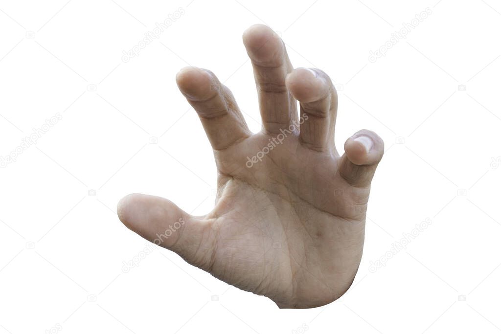 Man hand symbol isolated on white background. Object with clipping path.