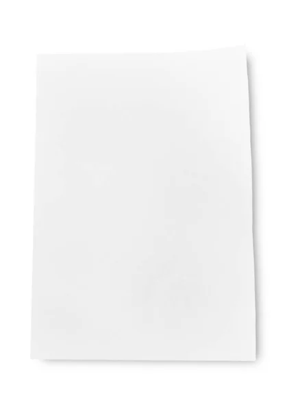 Λευκό Λευκό Χαρτί Που Απομονώνεται Λευκό Φόντο Αντικείμενο Διαδρομή Αποκοπής — Φωτογραφία Αρχείου
