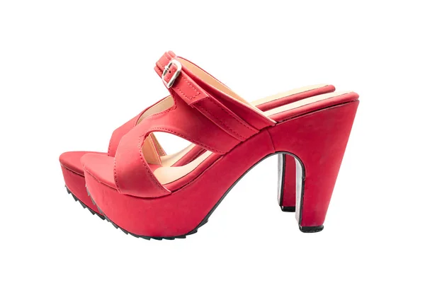 Red shoes high heels isolated on a white background. Object with clipping path.