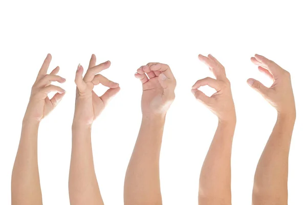 Mężczyzna Ręka Gest Znak Zbiór Izolowane Białym Tle Klipu Ścieżki — Zdjęcie stockowe