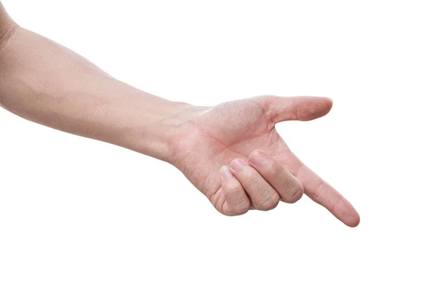 Mężczyzna Ręka Gest Izolowany Białym Tle Ścieżką Wycinania — Zdjęcie stockowe