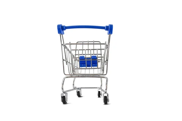 Blauer Einkaufswagen Isoliert Auf Weißem Hintergrund Objekt Mit Schnittpfad — Stockfoto