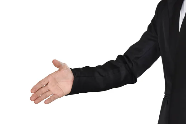 Businessman Hand Offering Handshake Suit Isolated White Background Clipping Path — Stock Photo, Image