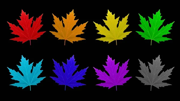 Isolated Leaves Rainbow Colors — Stock Photo, Image