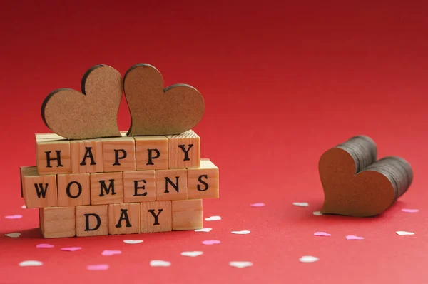 Tahta Küplerden Harfli Mutlu Kadınlar Günü — Stok fotoğraf