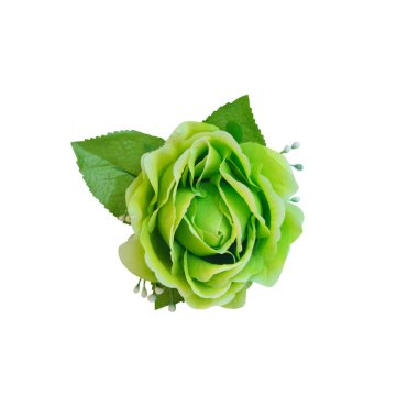 Yeşil güzel yapay gül çiçek üzerinde beyaz backgro izole