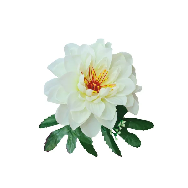 Branco bela flor artificial isolada no fundo branco wi — Fotografia de Stock