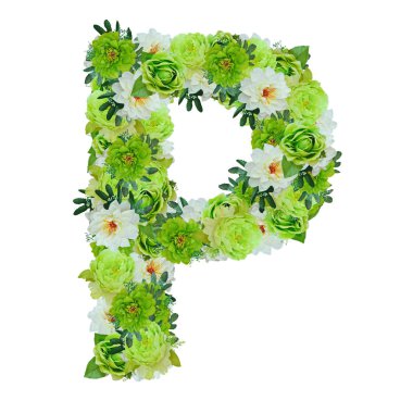 Mektup beyaz wor ile izole yeşil ve beyaz çiçek P