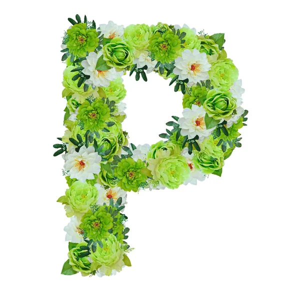 Mektup beyaz wor ile izole yeşil ve beyaz çiçek P