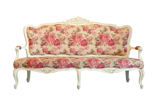 Beyaz arka planda çalışma yolu ile izole klasik kanepe