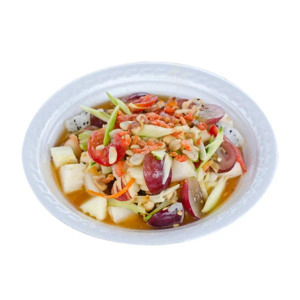 Spicy Thai mixed fruits salad isolated on white background — Stock Photo, Image