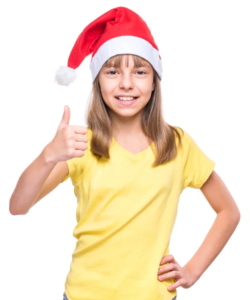 Cute girl wearing Santa Claus hat — Stock Photo, Image