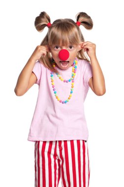 Palyaço burunlu küçük kız
