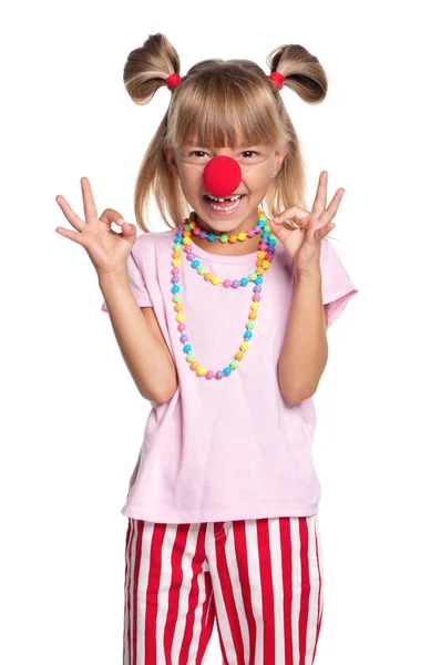 Dziewczynka z nos klauna — Zdjęcie stockowe