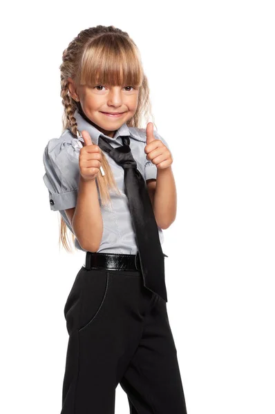 Happy little girl with thumbs up — Stock Photo, Image