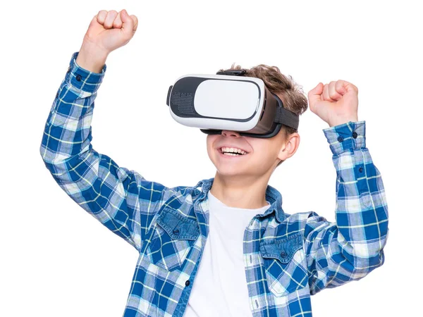 Teen boy in VR glasses Royalty Free Stock Photos