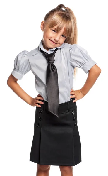 Okul üniforması giyen küçük kız — Stok fotoğraf