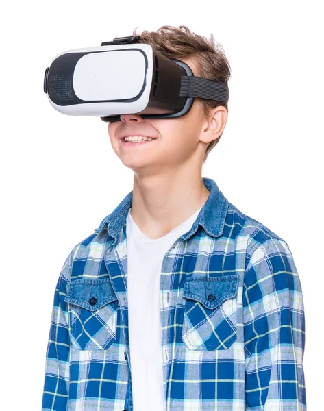 Teen boy in VR glasses Royalty Free Stock Images