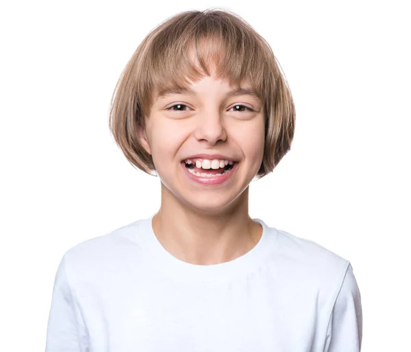 Klein meisje in wit t-shirt — Stockfoto