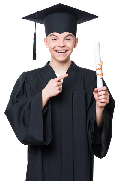 Afgestudeerde tiener jongen student — Stockfoto