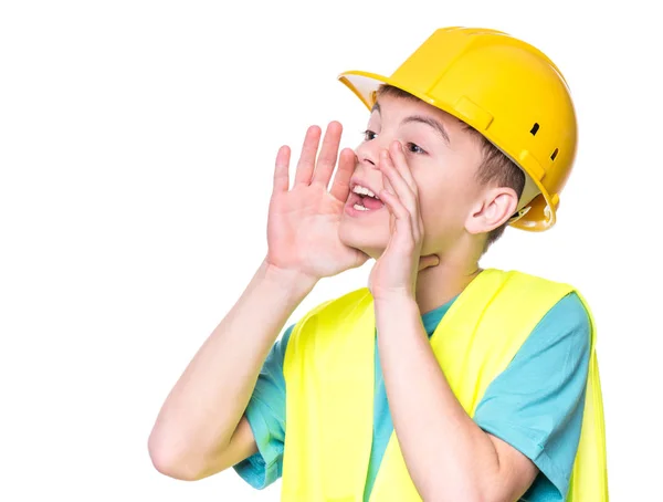 Junge mit gelbem Hut — Stockfoto