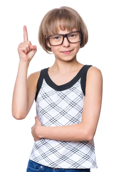 Niña en gafas graduadas — Foto de Stock