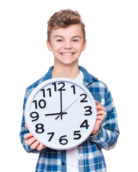 Teen junge mit groß uhr — Stockfoto