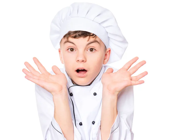 Έφηβος αγόρι φορώντας στολή σεφ — Φωτογραφία Αρχείου