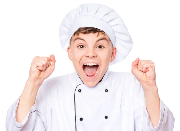 Adolescente ragazzo indossa uniforme chef — Foto Stock