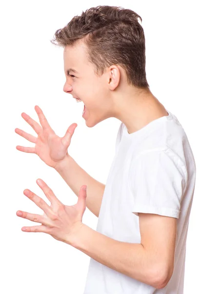 White t-shirt on teen boy — Stock Photo, Image