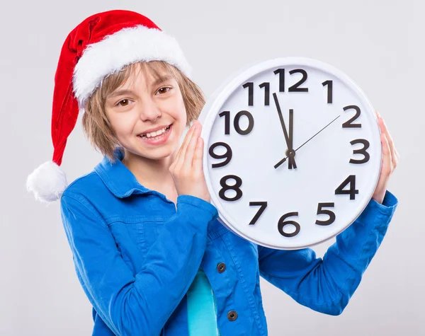 Little girl in santa hat Royalty Free Stock Images