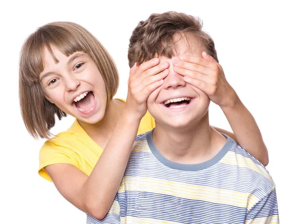 Retrato de hermano y hermana — Foto de Stock