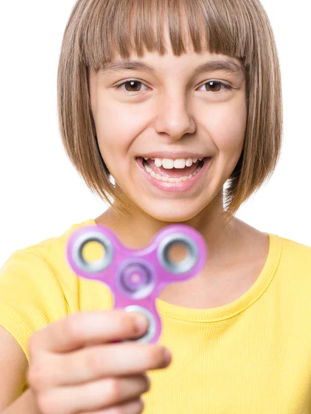 Girl with spinner — Stock Photo, Image