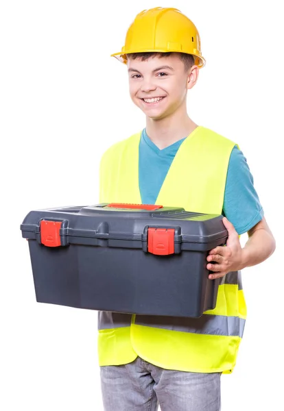 Teen boy in hard hat — Stock Photo, Image