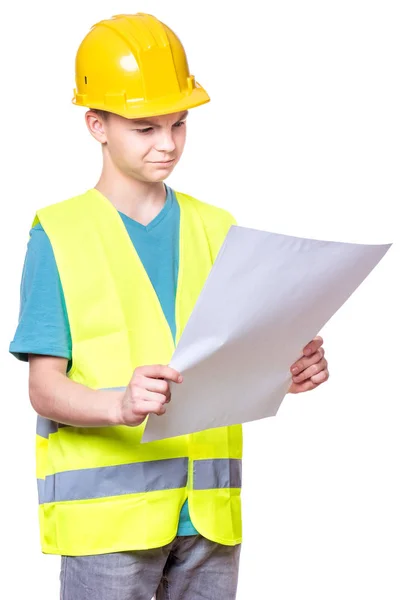 Teen boy in hard hat — Stock Photo, Image