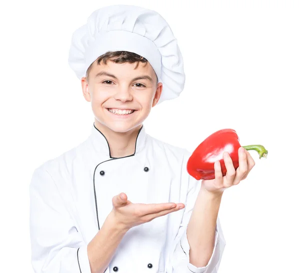 Teen chłopiec noszenia chef uniform — Zdjęcie stockowe