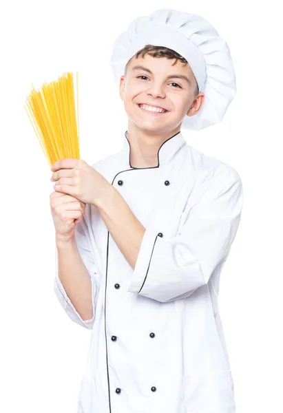 Teen chłopiec noszenia chef uniform — Zdjęcie stockowe