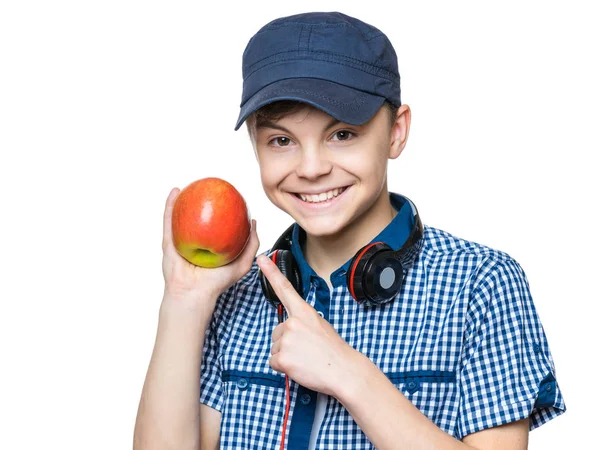 Adolescente chico con gorra y auriculares — Foto de Stock