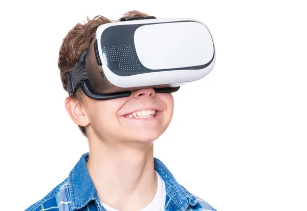 Teen boy in VR glasses — Stock Photo, Image