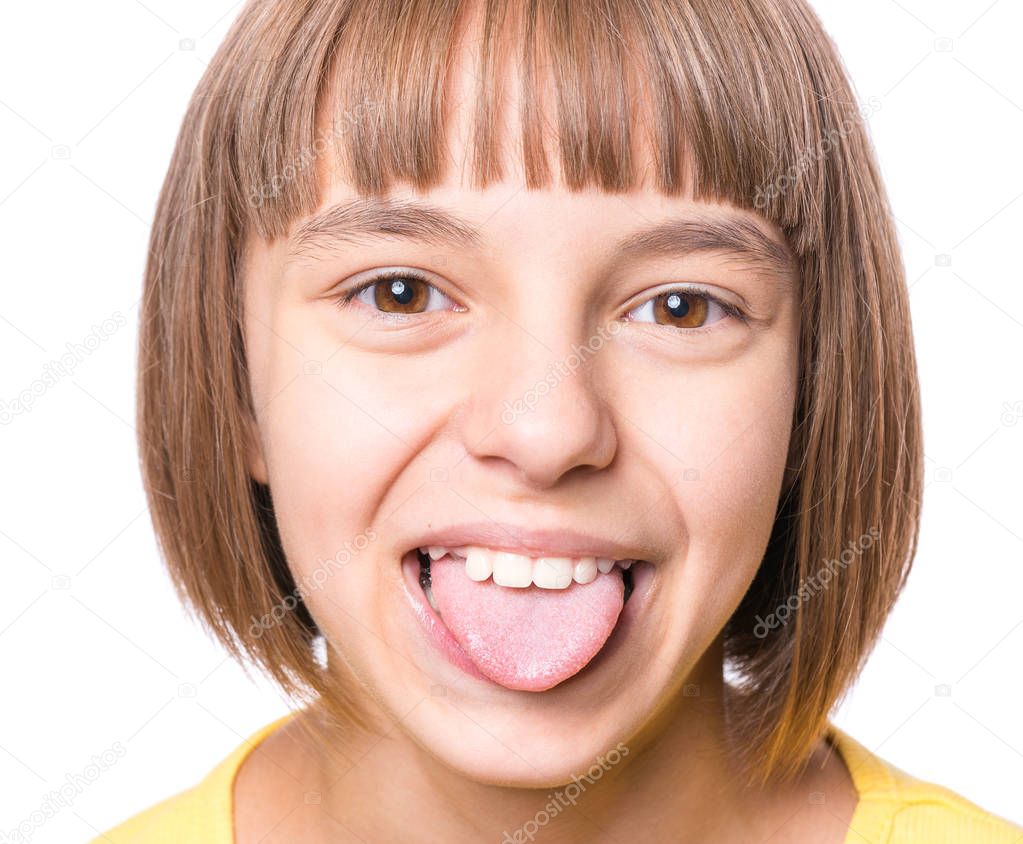 Girl showing her tongue