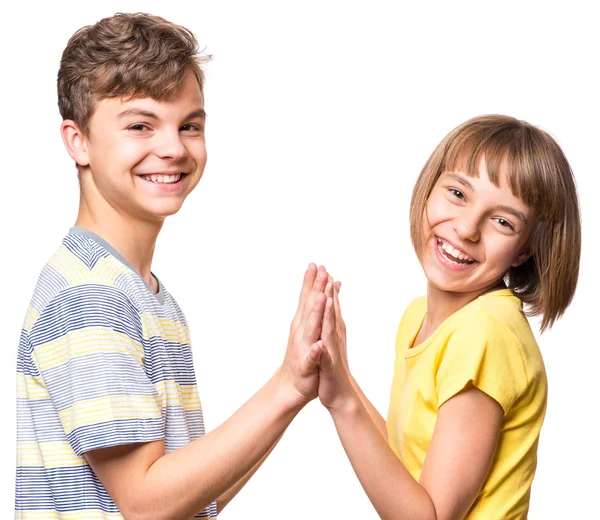 Amizade adolescente menino e menina — Fotografia de Stock