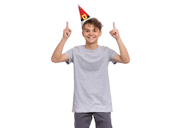 Christmas boy in santa hat — Stock Photo, Image