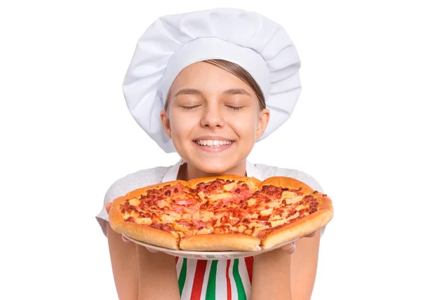 Teen girl in chef hat — Stock Photo, Image