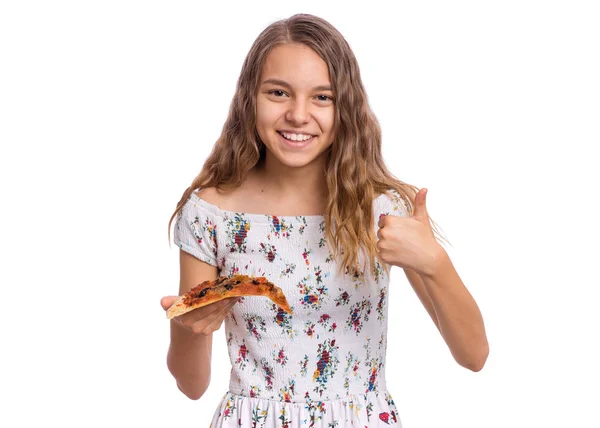 Teen girl with pizza — Stock Photo, Image