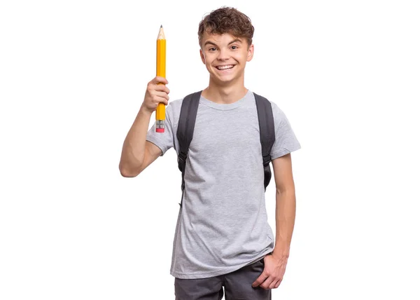 Estudante adolescente menino com saco — Fotografia de Stock