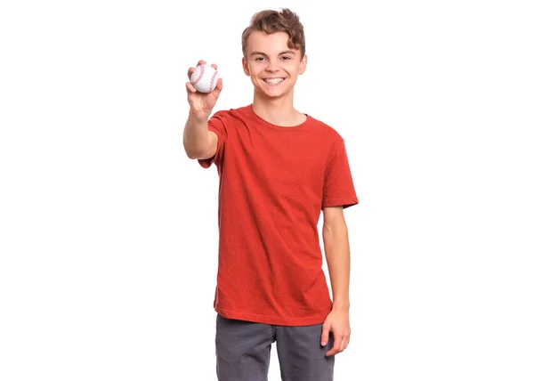 Adolescente menino com equipamento desportivo — Fotografia de Stock