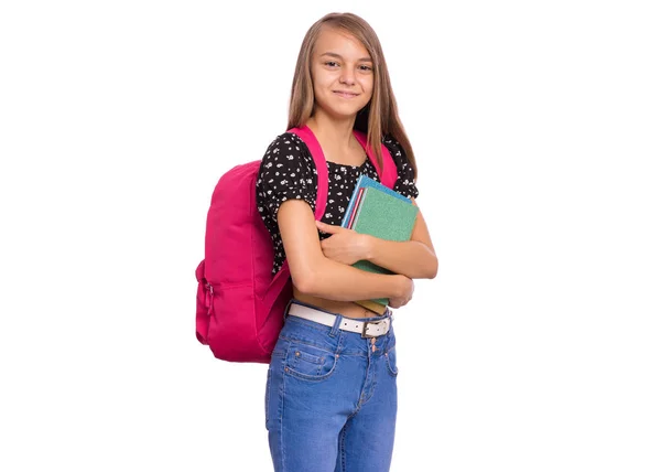 Student teen girl with bag Stock Photo