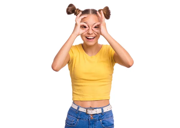 Retrato de menina adolescente no branco — Fotografia de Stock