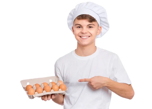 Teen boy in chef hat — Stock Photo, Image